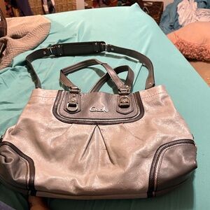 Coach Silver and Black Shoulder Bag